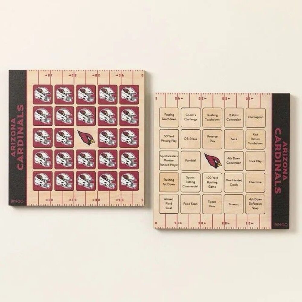 New! Uncommon Goods Arizona Cardinals NFL Fan Game Day Bingo Set of 2